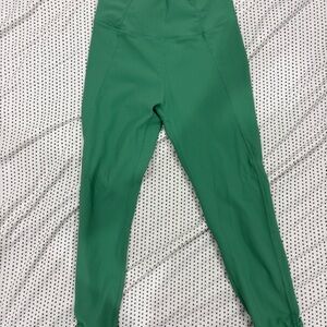 WILO ribbed ruched Green High-Waisted Leggings size SMALL